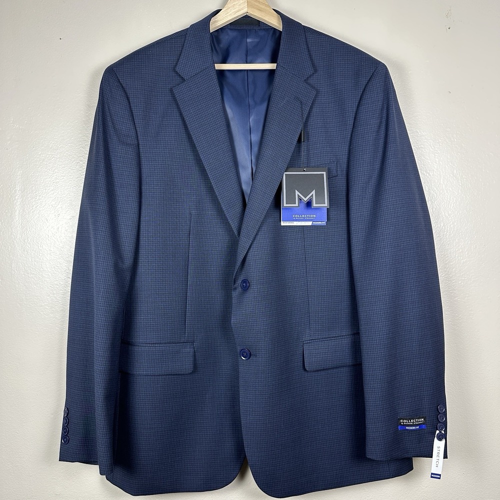 Michael Strahan Men's 46L‎ Modern Fit Blue Suit Sport Coat Jacket NEW